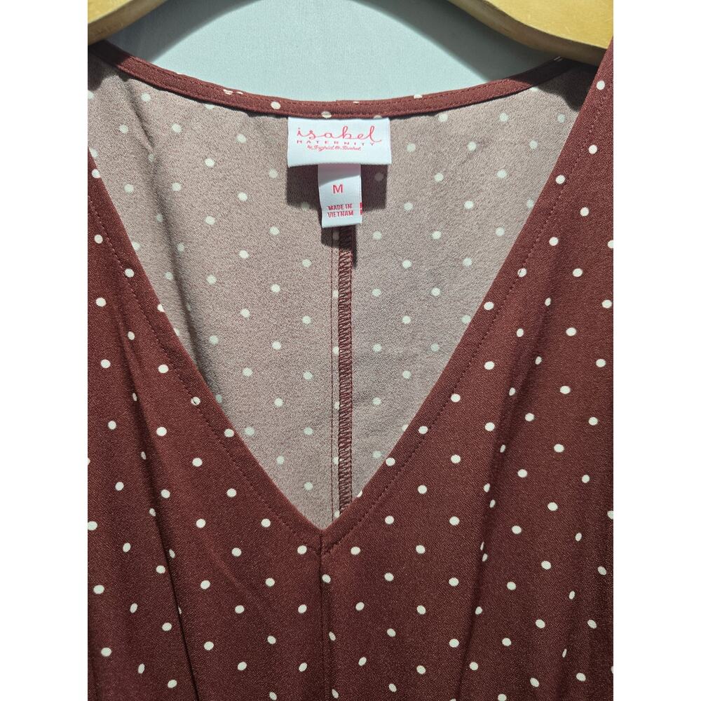 Isabel By Ingrid & Isabel Maternity Women's Rust Polka Dot V-Neck Dress - Picture 6 of 7